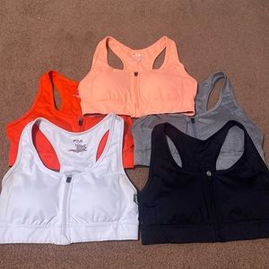 FILA Zip Front Sports bras 5 pack